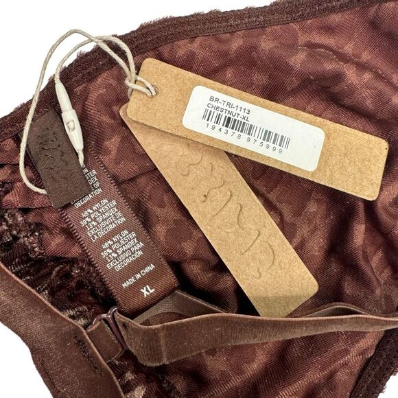 SKIMS Velvet Burnout Logo Triangle Bra Top - Size XL - Chestnut - Picture 4 of 5